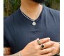 3D Cross Compass Pendant For Men Round Silver Chain Necklace Chain Punk Hip Hop Biker Traveller For Men Boys Men's Jewellery Accessories D3