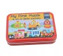 Wooden Floor Puzzles for Toddlers and 1 Year Olds 6 in 1 Beginner Jigsaw Puzzle Transport Vehicles with Tin Box Multicolor