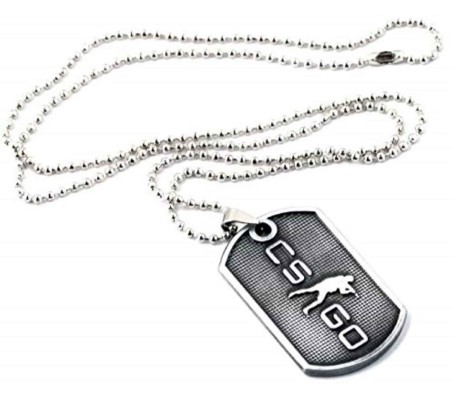 Counter Strike Global Offensive Inspired Dog Tag Gaming Game Grey Pendant Necklace For Boys and Men