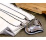 3D Couple Heart Pendant For Lovers Silver Necklace for Couple Matching Locket for Valentine Anniversary Men and Women