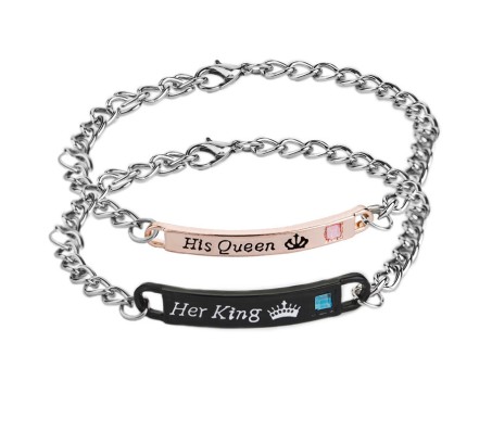 King and Queen GF BF Couple Bracelet for Him and Her Valentine Anniversary Gift