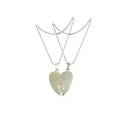 Couple Heart Pendant For Lovers Silver Necklace for Couple Matching Locket Groove for Valentine Anniversary Men and Women
