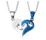 Stainless Steel Love Heart Shape Couple Duo Matching Pendant Necklace Locket Pairs I love you Engraved for Lovers Couples Friendship BFF Best Friend BS