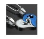 Stainless Steel Love Heart Shape Couple Duo Matching Pendant Necklace Locket Pairs I love you Engraved for Lovers Couples Friendship BFF Best Friend BS