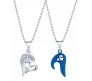 Stainless Steel Love Heart Shape Couple Duo Matching Pendant Necklace Locket Pairs I love you Engraved for Lovers Couples Friendship BFF Best Friend BS