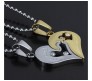 Stainless Steel Love Heart Shape Couple Duo Matching Pendant Necklace Locket Pairs I love you Engraved for Lovers Couples Friendship BFF Best Friend GS