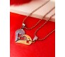 Stainless Steel Love Heart Shape Couple Duo Matching Pendant Necklace Locket Pairs I love you Engraved for Lovers Couples Friendship BFF Best Friend GS