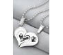 Stainless Steel Love Heart Shape Couple Duo Matching Pendant Necklace Locket Pairs I love you Engraved for Lovers Couples Friendship BFF Best Friend SS