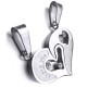 Stainless Steel Love Heart Shape Couple Duo Matching Pendant Necklace Locket Pairs I love you Engraved for Lovers Couples Friendship BFF Best Friend SS