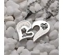 Stainless Steel Love Heart Shape Couple Duo Matching Pendant Necklace Locket Pairs I love you Engraved for Lovers Couples Friendship BFF Best Friend SS