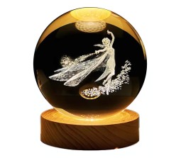3D Frozen Let It Go Elsa 6CM Crystal Ball Night Lamp Creative Light Cute 3 D Table Lamps LED Wooden for Home Office Decoration Birthday Gift Adults
