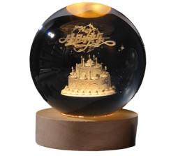 3D Frozen Let It Go Elsa 8CM Crystal Ball Night Lamp Creative Light Cute 3 D Table Lamps LED Wooden for Home Office Decoration Birthday Gift Adults