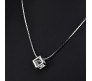 Cube Shape Pendant Solitaire Cute Silver Premium Necklace Stylish with Sparkling Zircon Diamond Valentine Anniversary Modern Simple and Aesthetic Gift for Girls and Woman