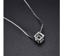 Cube Shape Pendant Solitaire Cute Silver Premium Necklace Stylish with Sparkling Zircon Diamond Valentine Anniversary Modern Simple and Aesthetic Gift for Girls and Woman