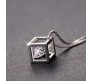 Cube Shape Pendant Solitaire Cute Silver Premium Necklace Stylish with Sparkling Zircon Diamond Valentine Anniversary Modern Simple and Aesthetic Gift for Girls and Woman
