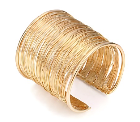 Fashion Big Wide Stack Coil Wire Cuff Cuff Bracelet Stylish Adjustable Gold Plated Kada Bangle Egyptian Style Anti Tarnish Chunky Statement Jewelry Gift for Women
