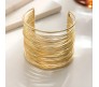Fashion Big Wide Stack Coil Wire Cuff Cuff Bracelet Stylish Adjustable Gold Plated Kada Bangle Egyptian Style Anti Tarnish Chunky Statement Jewelry Gift for Women