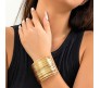 Fashion Big Wide Stack Coil Wire Cuff Cuff Bracelet Stylish Adjustable Gold Plated Kada Bangle Egyptian Style Anti Tarnish Chunky Statement Jewelry Gift for Women