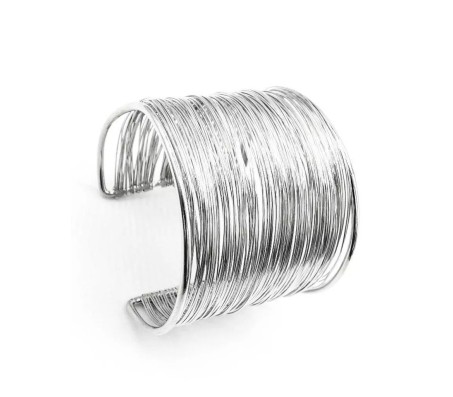 Fashion Big Wide Stack Coil Wire Cuff Cuff Bracelet Stylish Adjustable Silver Plated Kada Bangle Egyptian Style Anti Tarnish Chunky Statement Jewelry Gift for Women