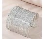 Fashion Big Wide Stack Coil Wire Cuff Cuff Bracelet Stylish Adjustable Silver Plated Kada Bangle Egyptian Style Anti Tarnish Chunky Statement Jewelry Gift for Women
