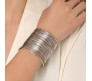 Fashion Big Wide Stack Coil Wire Cuff Cuff Bracelet Stylish Adjustable Silver Plated Kada Bangle Egyptian Style Anti Tarnish Chunky Statement Jewelry Gift for Women