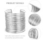 Fashion Big Wide Stack Coil Wire Cuff Cuff Bracelet Stylish Adjustable Silver Plated Kada Bangle Egyptian Style Anti Tarnish Chunky Statement Jewelry Gift for Women