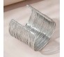 Fashion Big Wide Stack Coil Wire Cuff Cuff Bracelet Stylish Adjustable Silver Plated Kada Bangle Egyptian Style Anti Tarnish Chunky Statement Jewelry Gift for Women