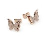 Charming Dual Butterfly Surgical Steel Rose Gold Stud Earrings for Girls and Women
