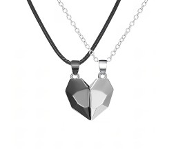 Couple Heart Pendant For Lovers Necklace for Couple Matching Locket Magnet DBS
