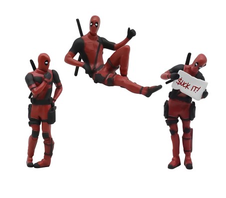 Deadpool Action Figure Miniature Statue 3 Pcs Set Toy - Deadpool Car Decor & Dashboard Accessories Figures Gifts for Fans