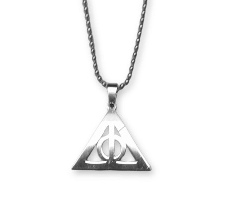 Deathly Hallows Pendant Necklace Flat Accessories for Women Boys and Girls Silver