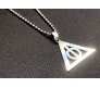 Deathly Hallows Pendant Necklace Flat Accessories for Women Boys and Girls Silver