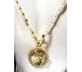 Deer Stag Shaped Circle Round Gold Necklace Pendant Chain Always with Cubic Zirconia Simple Valentine Gift for Women