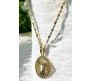 Deer Stag Shaped Circle Round Gold Necklace Pendant Chain Always with Cubic Zirconia Simple Valentine Gift for Women