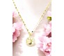 Deer Stag Shaped Circle Round Gold Necklace Pendant Chain Always with Cubic Zirconia Simple Valentine Gift for Women