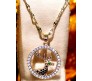 Deer Stag Shaped Circle Round Rose Gold Necklace Pendant Chain Always with Cubic Zirconia Simple Valentine Gift for Women