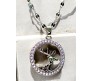 Deer Stag Shaped Circle Round Silver Necklace Pendant Chain Always with Cubic Zirconia Simple Valentine Gift for Women
