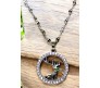 Deer Stag Shaped Circle Round Silver Necklace Pendant Chain Always with Cubic Zirconia Simple Valentine Gift for Women