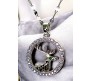 Deer Stag Shaped Circle Round Silver Necklace Pendant Chain Always with Cubic Zirconia Simple Valentine Gift for Women