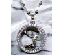 Deer Stag Shaped Circle Round Silver Necklace Pendant Chain Always with Cubic Zirconia Simple Valentine Gift for Women