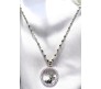 Deer Stag Shaped Circle Round Silver Necklace Pendant Chain Always with Cubic Zirconia Simple Valentine Gift for Women