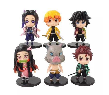 Demon Slayer Action Figure Set of 6 Size 8-10CM Toy for Car Dashboard, Cake Topper