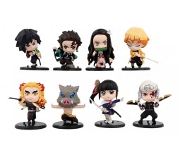 Anime Demon Slayer Action Figure Set of 8 Approx 9CM Toy Collectible Combo Figurine for Office Desk & Study Table Gift Multicolor