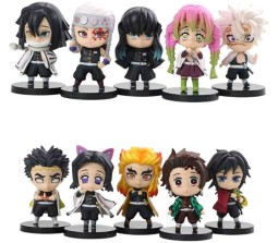 Demon Slayer Action Figure Set of 10 Size 8-9CM Toy for Car Dashboard, Cake Topper