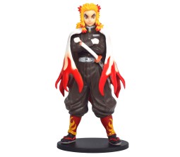 Demon Slayer Kyojuro Rengoku Action Figure Fold Height 15 cm for Car Dashboard, Decoration, Cake, Office Desk & Study Table Toy Multicolor