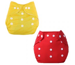 Reusable Cotton Combo Set of 2 Cloth Diapers with Comes with Quick Dry Pads Side Leakage Proof Washable High Absorbent Rash Free Freesize for Baby 0-3 Yrs Stay Dry & Lasts up to 3Hrs 3DS2