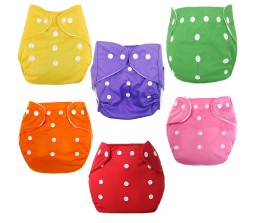 Reusable Cotton Combo Set of 6 Cloth Diapers with Comes with Quick Dry Pads Side Leakage Proof Washable High Absorbent Rash Free Freesize for Baby 0-3 Yrs Stay Dry & Lasts up to 3Hrs 3DS6