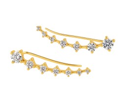 Big Dipper Stud Earring On Ears With 7 Rhinestone Design Ear Crawler on Gold for Girls and Woman