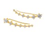 Big Dipper Stud Earring On Ears With 7 Rhinestone Design Ear Crawler on Gold for Girls and Woman