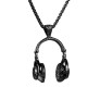 DJ Headphone Music Lover Black Stainless Steel Pendant Hip Hop with 24inch Round Box Long Thick Chain Necklace Gift for Men & Boys